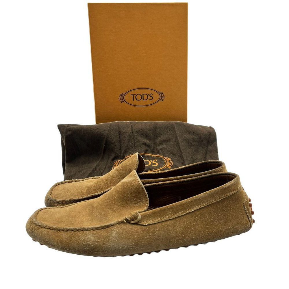 TOD'S Men's Gommino Driving Shoes in Nubuck Suede Loafers Brown Tan US 9.5